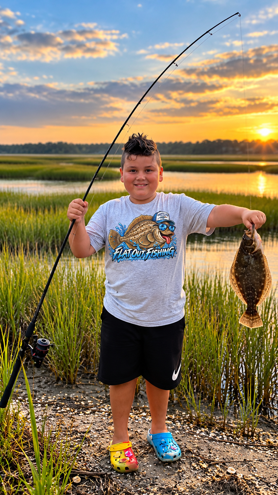 Youth Flat Out Fishing t-shirt